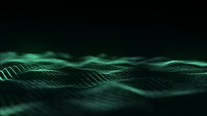Wall Mural - dynamic green wave of particles and lines. abstract futuristic background. big data visualization. 3
