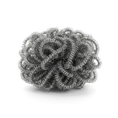 Steel Wool Ball Texture - Close-up of a steel wool ball, showing its intricate texture and metallic coils. Ideal for cleaning, industrial, or abstract backgrounds