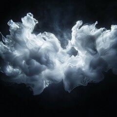 Aufkleber - Ethereal Dance: White Cloud Formation Against a Dark Void, a Symphony of Light and Shadow Creates Dreamy, Abstract Art 