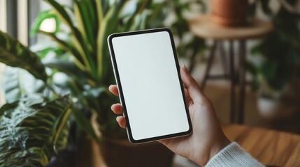 a person is holding a white screen smartphone.