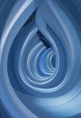 Poster - Abstract Spiral Artwork Featuring Light Blue, Deep Navy Shapes... A Captivating Illusion Of Depth And Fluidity, A Dreamlike Scene With Glossy Texture And Soft Lighting, Inviting Contemplation.