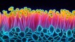 © soysuwan123 - A vibrant, microscopic view showcasing colorful cellular structures, highlighting their intricate textures and patterns.