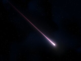 Wall Mural - bright meteor trail isolated. bolide in the night sky. glowing meteorite on a black background.