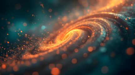 Wall Mural - Cosmic Galaxy Swirl Sparkling Orange Teal Bokeh Nebula