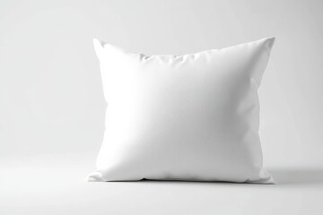 Wall Mural - a simple white pillow resting on a clean, minimalistic surface in a serene, softly lit room isolated