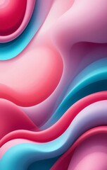 Fototapete - Abstract Waves. Pink And Blue Undulating Forms With Glossy Finish. Captivating Depth And Three Dimensionality. Soft Highlights Accentuate Smoothness. Vibrant Waves Drawing The Viewer's Eye.