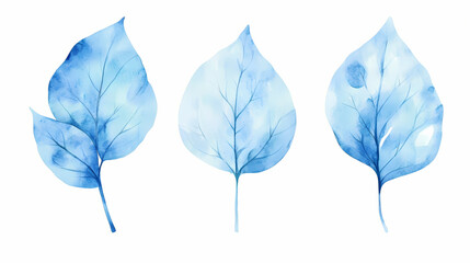 Wall Mural - abstract watercolor blue leaves