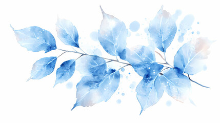 Wall Mural - abstract watercolor blue leaves