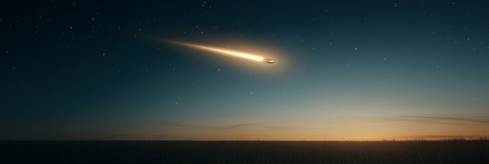 Wall Mural - streaking across the night sky: a brilliant celestial event unfolds above a serene landscape under a