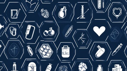 medical icons, hexagonal pattern, health background, illustration, stock