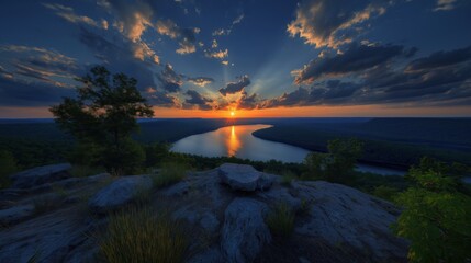 Wall Mural - Lake in the Ozarks created with Generative AI Technology, ai, generative