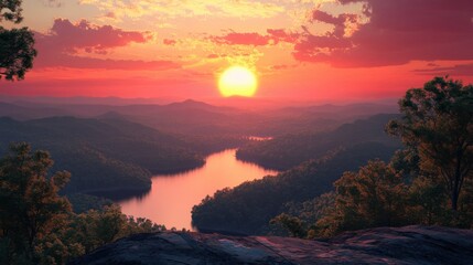 Wall Mural - Ozarks Lake created with Generative AI Technology, ai, generative