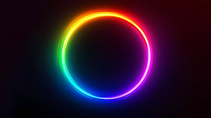 Wall Mural - a vibrant rainbow neon circle glowing against a black background. light - lantern. illustration