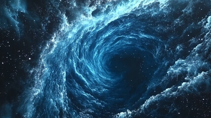 Wall Mural - a mesmerizing display of swirling blue particles creates a cosmic vortex in deep space. eternity - o