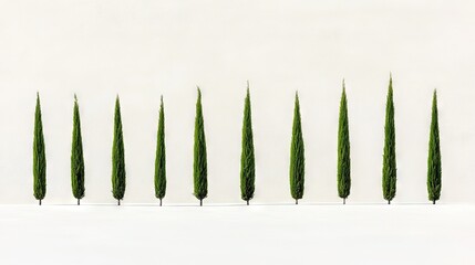 tall green trees on white background