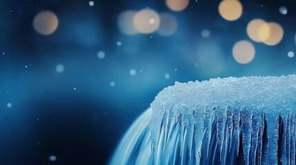Wall Mural - close-up of toothbrush with icicles on head and bright background lights