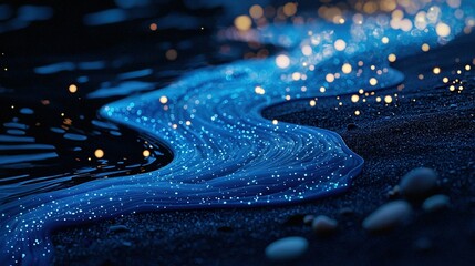 Wall Mural -   A close-up of a stream of water with bubbles on its surface