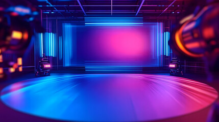 Wall Mural - pink blue abstract background broadcasting studio with gradient light gradient glow background