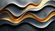 © addymawy - Abstract composition featuring flowing gold and grey ribbon shapes