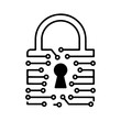 © Kaz - padlock interconnected printed circuit lines board, vector technology logo