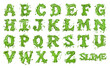 © Pierre Villecourt - Alphabet en slime vert avec lettres dégoulinantes sur fond transparent