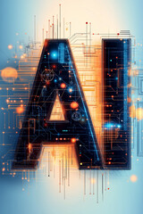 Leinwandbilder - Artificial intelligence ai symbol emerging from futuristic circuitry