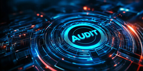 Fototapete - Audit system performing on futuristic virtual graphic touch user interface