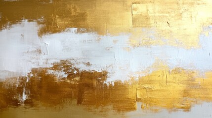 Wall Mural - a textured abstract painting with gold and white hues