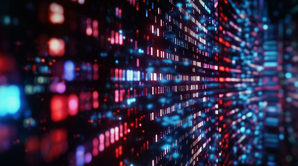 Poster - Big data stream flowing in cyberspace with pink and blue lights