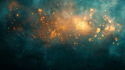 Wall Mural - abstract background features teal hues with golden glittering accents beautifully