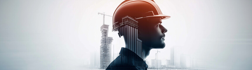 Aufkleber - Architect visualizing new buildings using double exposure effect