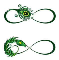 Wall Mural - decorative symbol of peacock feather. symbol of infinity with peacock feather