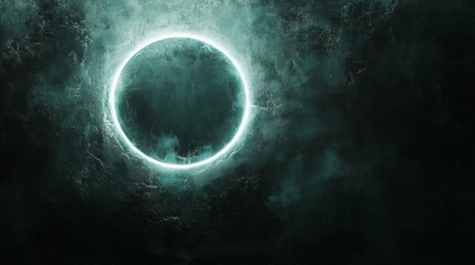 Wall Mural - luminous ring illuminated against abstract dark textured background