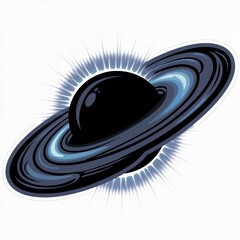 Wall Mural - A celestial body, possibly a planet, with prominent rings surrounding it. The planet appears to be dark, possibly indicating it's not illuminated by a nearby star