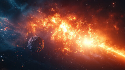 Wall Mural - cosmic explosion event outer space digital artwork nebula environment dramatic viewpoint galactic ph
