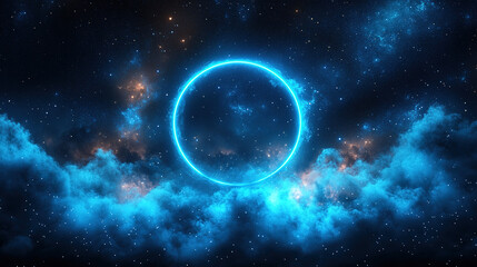 Wall Mural - galactic exploration cosmic circle outer space digital art starry environment wide view mystical con