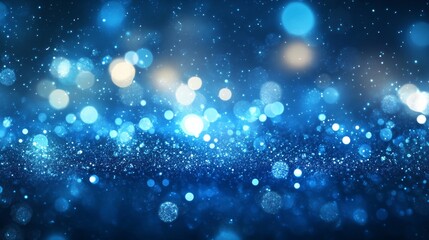 Wall Mural - Sparkling lights and glitter forming an abstract blue background image