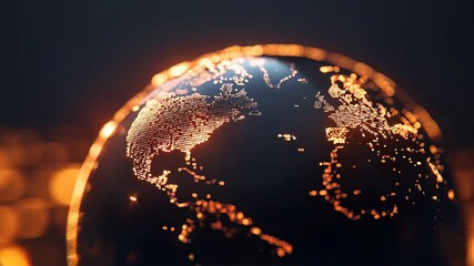 Wall Mural - glowing digital earth globe rotation, europe usa network connectivity, tech telecommunication