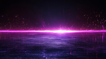 Wall Mural - a luminous purple horizon appears across a darkened background space