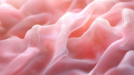 A close up of a flowing pink translucent fabric texture
