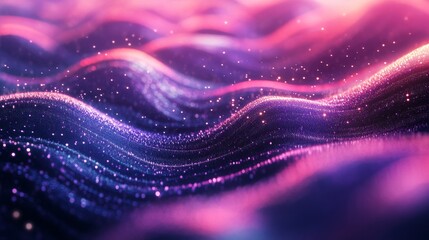 Wall Mural - Abstract flowing waves of color with shimmering particles present