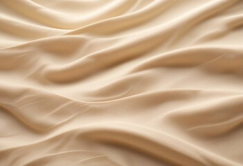 Aufkleber - Beige Fabric Waves Texture. Soft Drapes Smoothness And Gentle Ripples. Natural Light Reflections. Elegance And Tranquility. Close-up Perspective Of The Delicate Weave. Beautiful Material.