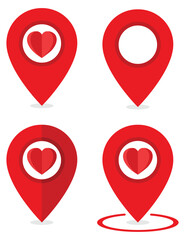 Wall Mural - Map pointer with heart vector icon isolated on white background.