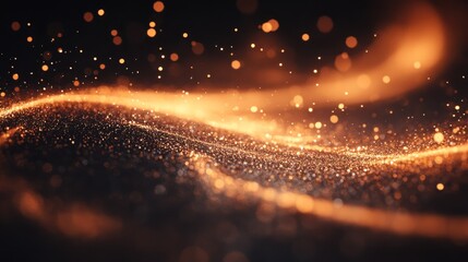 Wall Mural - Glowing particles float and swirl amidst a dark mysterious background