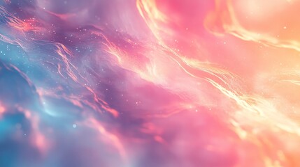 Wall Mural - abstract depiction of colorful nebulous clouds and shimmering particles floating