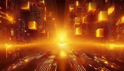 Blockchain technology concept with Information blocks numbers and codes in digital space