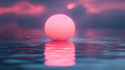 Wall Mural - a luminous orb sits upon reflective water surface creating glow
