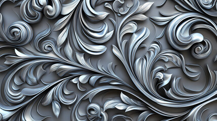 Intricate silver ornament detailed swirling pattern close-up. Flourish - Tree. Illustration