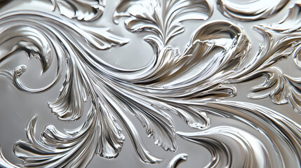 Intricate silver ornament detailed swirling pattern close-up. Flourish - Tree. Illustration