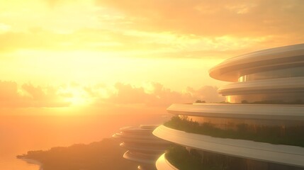 Aufkleber - ahmadwahyuutomo776@gmail.com A high-angle view of a futuristic floating city showcasing advanced architecture and innovative design.
